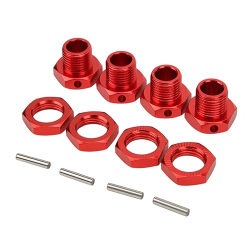 Für Traxxas Für HPI Für Tamiya Für HSP Für Redcat Für Himoto 1/8 RC Auto Upgrade Teile 4 Stücke Metall 17mm Rad Hex Hub Adapter Mit Mutter 81011 RC Autoteile(Red) von YONMFRDS