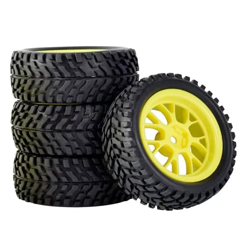 Für Trxs Für HSP Für Tamiya Für HPI Für Kyosho Für RedCat Für Sakura 1/10 On Road Wheels Drift Felgen 75 Mm RC Reifen Auto On-Road Drift Für Rock RC Car Reifen(Yellow) von YONMFRDS