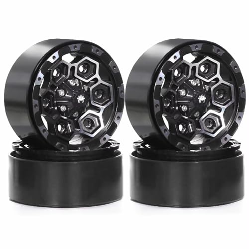 RC Autoteile Für Axial Für SCX10 Für Pro Für Capra Für Traxxas Für TRX4 Für D90 Für Redcat 1/10 RC 4 Stücke Metall 1,9 "Rad Felge Rad Hub(Black) von YONMFRDS