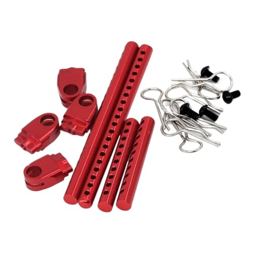 RC Autoteile Für Model Für Tamiya Für TT-02 Metall Zusammengebaute Körper Post Mounts Auto Shell Mit R Clips Befestigung Spalte Teil Fernbedienung Upgrade Teile(Red) von YONMFRDS