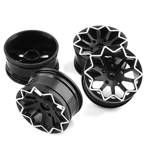 RC Autoteile Für Tamiya Für Kyosho Für HSP Für HPI Für Sakura Für Traxxas 4 Stücke 52mm 1/10 RC On Road Drift TOU Für Rennwagen Metall Felge Radnaben(Black) von YONMFRDS