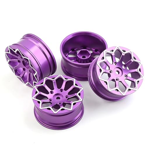 RC Autoteile Für Tamiya Für Kyosho Für HSP Für HPI Für Sakura Für Traxxas 4 Stücke 52mm 1/10 RC On Road Drift TOU Für Rennwagen Metall Felge Radnaben(Purple) von YONMFRDS