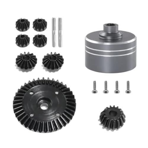 RC Autoteile Für Tamiya Für TT02 Für TT02B XV02 1/10 RC Auto Metall Differential Fall Und Stahl Differential Getriebe Set Upgrade Teile Zubehör(Gray) von YONMFRDS