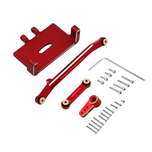 YONMFRDS Für Axial Für SCX24 1/24 Für Emax Für ES08MA II RC Crawler Auto Upgrade Teile Metall Servo Halterung Servo Und 15T Servo Arm Lenkung Link RC Autoteile(Red) von YONMFRDS