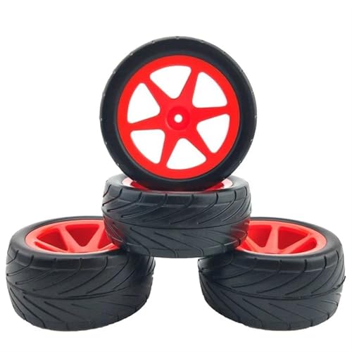 YONMFRDS Für HPI Für WR8 Running Broker Straßenreifen, Flacher Laufreifen LC 1/10 Geländewagen, 4 Stück Für 1/10 Geländewagenreifen RC Car Reifen(Red) von YONMFRDS