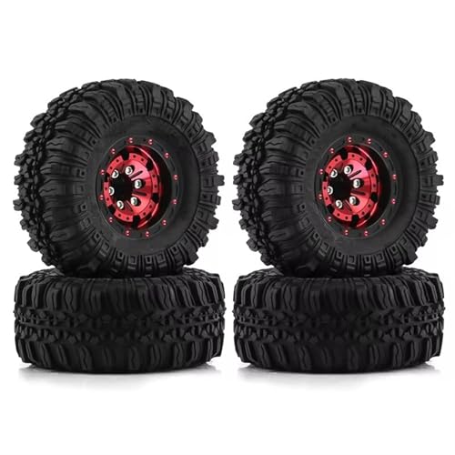 YONMFRDS Für SCX24 Für AX24 Für TRX4M Für FCX24 Upgrade Teile 4 Stücke 57mm Metall 1,0 "Beadlock Felge Gummi Reifen Set 1/18 1/24 RC Crawler RC Car Reifen(B2) von YONMFRDS