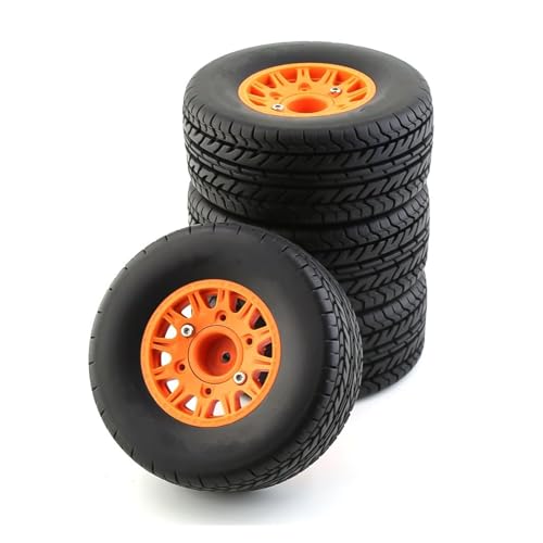 YONMFRDS Für Slash Für Arrma Für SENTON Für VKAR 1/8 1/10 Short Course Truck-Reifenrad Mit 12 14 17 Mm Sechskant 4 Stück 113 Mm RC Car Reifen(Orange) von YONMFRDS