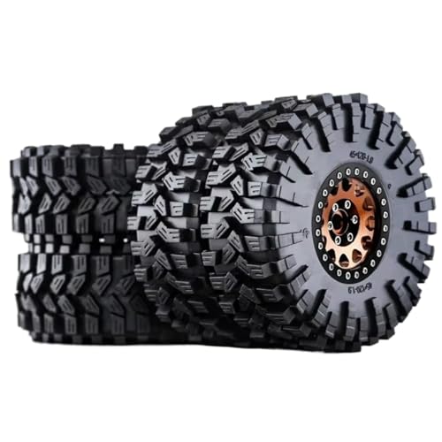 YONMFRDS Für Trxs Für TRX4 Für D90 Für Axial Für SCX10 II III Für MST 4 Stücke 1/10 120mm 1,9 "Metall Beadlock Felge Gummi Reifen Set RC Car Reifen(Chocolate) von YONMFRDS