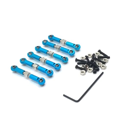 Für Wltoys 184011 A949 A959 A969 A979 K929 1/18 Fernbedienung Auto Metall Pleuel Zugstange Vorne/hinten Servo Pleuel Zugstange Upgrade Teile RC Autoteile(Blue) von YONMFRDS