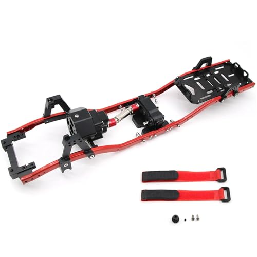 YONMFRDS RC Autoteile Für AXIAL Für SCX10 Für Wrangler Für 1/10 RC Metall Für Chassis Rahmen 313mm Radstand Mit Front Getriebe Körper Shell(Red) von YONMFRDS