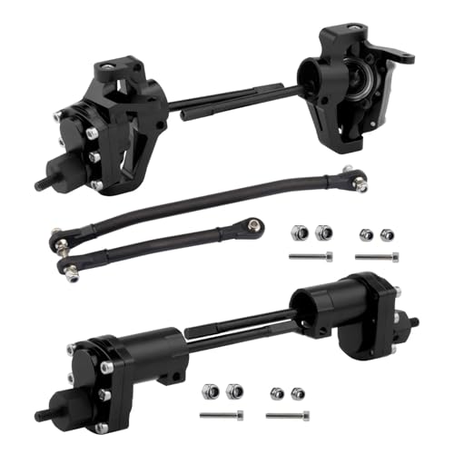 YONMFRDS RC Autoteile Für Axial Für SCX10 II 90046 90047 Für AR44 Für SCX10 1/10 Ersatz RC Crawler Legierung Portal Achse Vordere Hinterachsen Mit Lenkung Link Upgrade Teile(Black,Set) von YONMFRDS