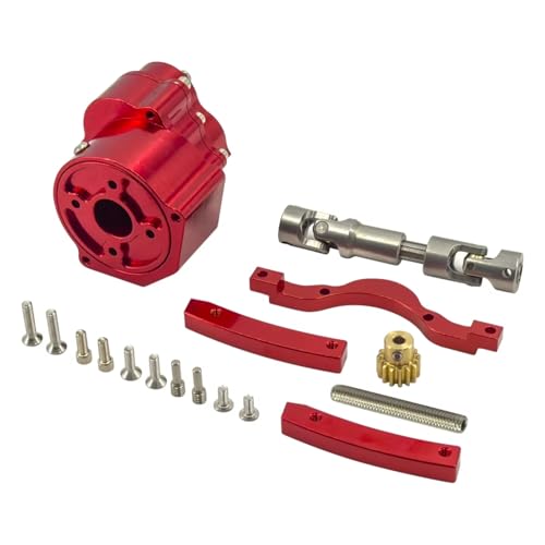 YONMFRDS RC Autoteile Für Axial Für Scx10 II Zubehör 1/10 Upgrades Teile Rc Crawler Auto Metall Getriebe Niedrigen Für Geschwindigkeit Getriebe Mit Motor Getriebe(Red) von YONMFRDS