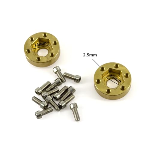 YONMFRDS RC Autoteile Für Axial Für Scx10 Upgrades Teile Für 1/10 Metallic Messing Gewichte 12mm Rad Hex Nabe Verbreitern Adapter Achse Körper Für Chassis Rc Auto Zubehör(2pcs 9mm) von YONMFRDS