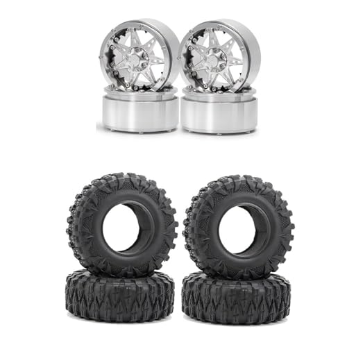 YONMFRDS RC Autoteile Für Axial Für Wraith Für TRX4 1/10 Metall 2,2 Zoll Beadlock-Felgen 120 Mm Außendurchmesser Gummireifen Ersatz RC Crawler Modell Autoteile Modifikation(Set 5) von YONMFRDS