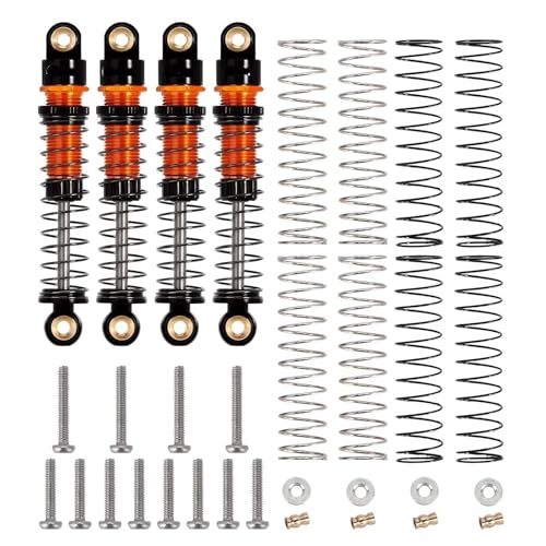 YONMFRDS RC Autoteile Für FMS Für FCX18 FCX24 1/24 45mm Aluminium Gewinde Stoßdämpfer Öl Dämpfer RC Crawler Upgrade Auto Zubehör Modifikation RC Auto Teile(Orange,Size 4pcs) von YONMFRDS