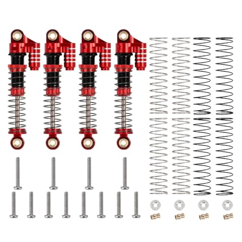 YONMFRDS RC Autoteile Für FMS Für FCX18 FCX24 1/24 45mm Aluminium Gewinde Stoßdämpfer Öl Dämpfer RC Crawler Upgrade Auto Zubehör Modifikation RC Auto Teile(Red,Size 4pcs) von YONMFRDS