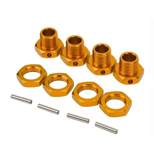 YONMFRDS RC Autoteile Für Hsp Für RC Auto Track Auto Teile 4 PCS 1/8 Rad Hex Schrauben Aluminium Rad Hex Koppler 17mm Upgrade Zubehör Teile Kit Komponente(Yellow) von YONMFRDS