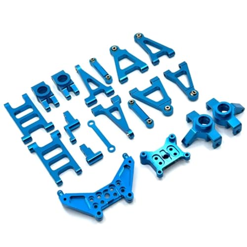 YONMFRDS RC Autoteile Für MJX 14301 14302 1/14 Metall Suspension Arm Lenkung Tasse Link Stange Lenkung Montage Shock Tower Set RC Auto Upgrade Teile Kit(Blue) von YONMFRDS