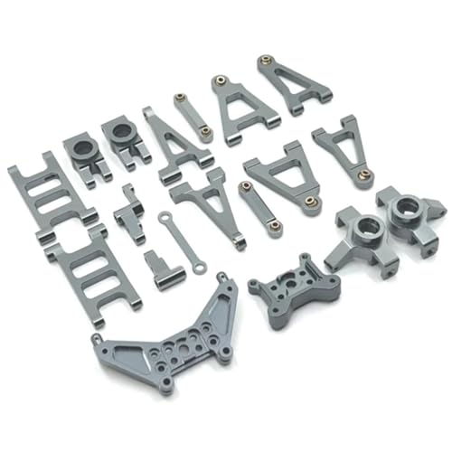 RC Autoteile Für MJX 14301 14302 1/14 Metall Suspension Arm Lenkung Tasse Link Stange Lenkung Montage Shock Tower Set RC Auto Upgrade Teile Kit(Grey) von YONMFRDS