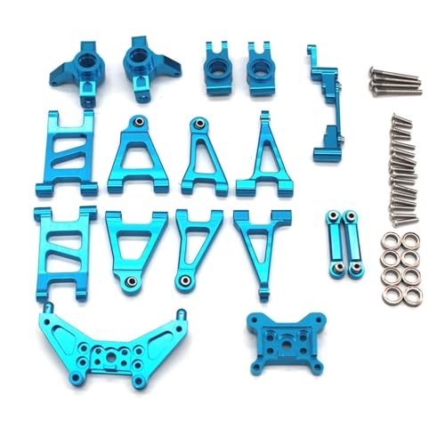 YONMFRDS RC Autoteile Für MJX 14303 14301 14302 1/14 4WD RC Fernbedienung Auto Metall Upgrade Teile Suspension Rahmen Arm Lenkung Tasse Set Modifikation RC Auto Zubehör(Blue) von YONMFRDS