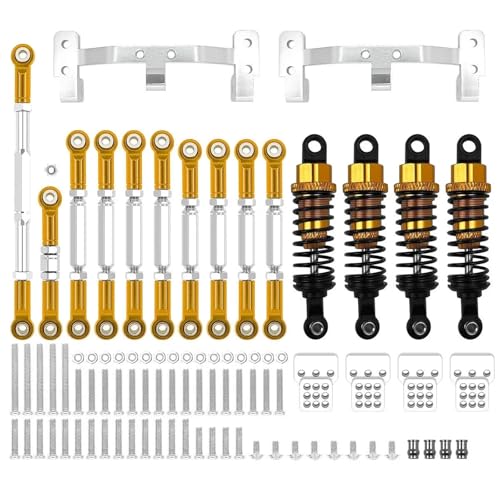 YONMFRDS RC Autoteile Für MN D90 Für MN99S MN91 MN96 MN98 1/12 Stoßdämpfer Metall Chassis Link Stange Zugstange Halterung Halter Set RC Auto Upgrades Teile Dekoration Zubehör(Yellow) von YONMFRDS