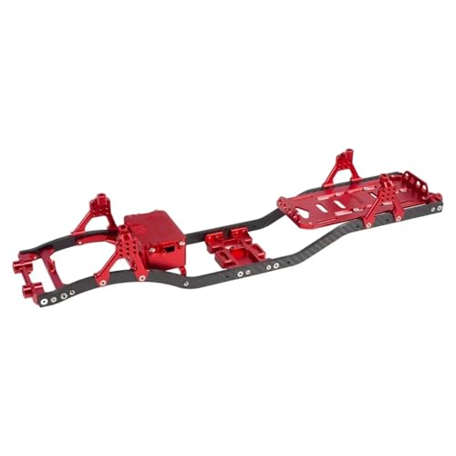 YONMFRDS RC Autoteile Für SCX10 1/10 Chassis -Set RC Crawler Mit Schienen Metallklammer Skid Platte Verstellbares Stoßfalle Radio -Box -Batterie -Tablett Upgrade RC -Autoteile(Red) von YONMFRDS