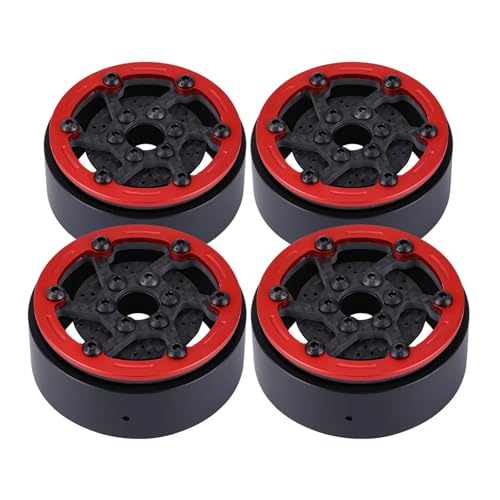 YONMFRDS RC Autoteile Für SCX10 Für TRX4 Für VS4-10 Für 1/10 RC Crawler Offset -3,5mm 1,9 Zoll Carbon Faser Beadlock Rad Hub Felge(Red,B) von YONMFRDS