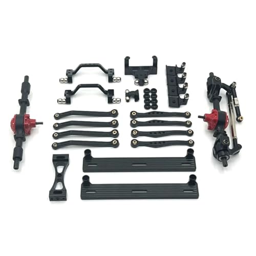 YONMFRDS RC Autoteile Für WPL C64 C64-1 1/16 Metall Vorder- Und Hinterachse Für Chassis Link Stange Zugstange Montieren Seite Pedal Shock Mount Set RC Auto Upgrade Teile(Black) von YONMFRDS