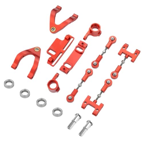 YONMFRDS RC Autoteile Für WPL Für D12 D22 D32 D42 1/10 Metall Lenkung Tasse Oberen Unteren Arm Lenkung Slider Drehen Block RC Auto Upgrade Teile Zubehör(Red) von YONMFRDS