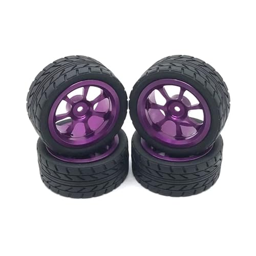 YONMFRDS RC Autoteile Für Wltoys 124017 124018 124016 124019 144001 144010 124007 A959 A959B Ersatz 65mm Gummi Reifen Metall Felge 12mm Hex RC Auto Upgrade Teile(Purple) von YONMFRDS