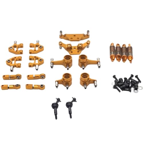 YONMFRDS RC Autoteile Für Wltoys 284131 K969 K979 K989 K999 P929 Metall Upgrade Teile Kit Suspension Arm Stoßdämpfer Lenkung Block RC Auto Zubehör(Yellow) von YONMFRDS