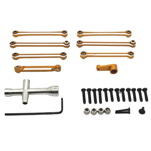 YONMFRDS RC Autoteile Für Wltoys Für 144001 144010 124007 124008 124016 124017 124018 124019 Metall Spurstange Linkage Link Rod Servo Arm RC Auto Upgrade Teile(Yellow) von YONMFRDS