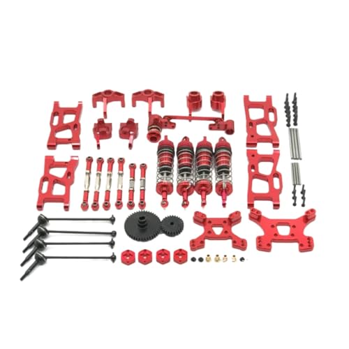 YONMFRDS RC Autoteile Für Wltoys Für Metall Upgrades Teile 144001 144002 144010 124017 124019 Modifikation Kits Für Schwinge Stoßdämpfer Set RC Auto Zubehör(Red) von YONMFRDS