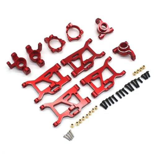 YONMFRDS RC Autoteile Für Wltoys Rlaarlo Für Gladiator 1/14 Für ZD Für Racing MT16 RC Fernbedienung Auto Metall Teile Für Schwinge Lenkung Cup 5-teiliges Set(Red) von YONMFRDS