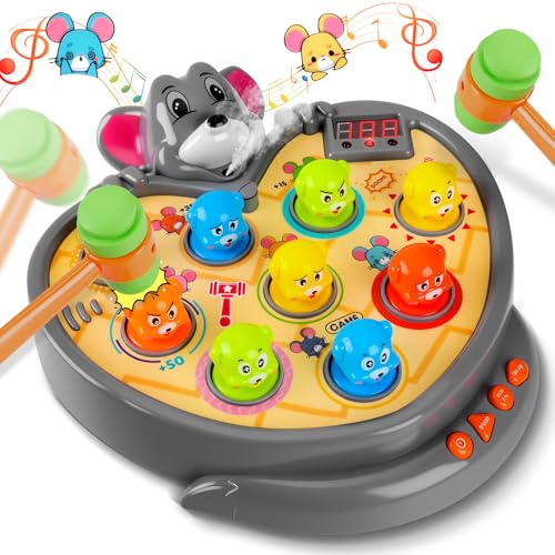 YOOHBERRYS Whack Spiel, Schlag den Maulwurf, Hammer Spiel mit 5 Spielmodi, 9 Musik und Spray, 2 Hämmern, Montessori Lernspielzeug Spielzeug für Kleinkinder und Kinder ab 2 3 4 Jahren YOOHBERRYS Whack Spiel, Schlag den Maulwurf, Hammer Spiel mit 5 Spielmodi, 9 Musik und Spray, 2 Hämmern, Montessori Lernspielzeug Spielzeug für Kleinkinder und Kinder ab 2 3 4 Jahren von YOOHBERRYS