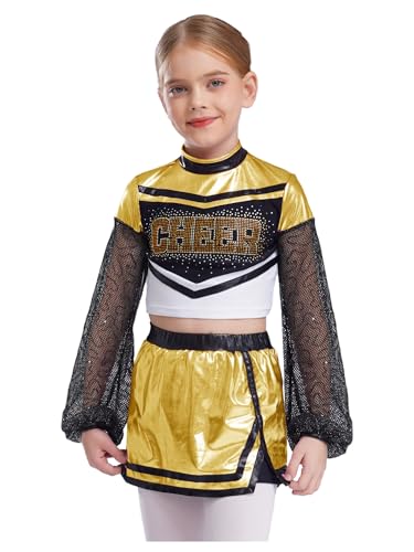 YOOJIA Cheerleaders Kostüm Kinder Mädchen Kostüm Cheerleaders Mädchen Pompon Uniform Cosplay Party Karneval Halloween Schule Uniform Kleid 110-170 Gold 158-164 YOOJIA Cheerleaders Kostüm Kinder Mädchen Kostüm Cheerleaders Mädchen Pompon Uniform Cosplay Party Karneval Halloween Schule Uniform Kleid 110-170 Gold 158-164 von YOOJIA