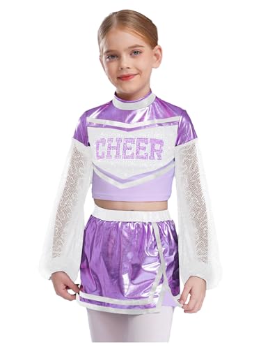 YOOJIA Cheerleaders Kostüm Kinder Mädchen Kostüm Cheerleaders Mädchen Pompon Uniform Cosplay Party Karneval Halloween Schule Uniform Kleid 110-170 Helles Lila 146-152 YOOJIA Cheerleaders Kostüm Kinder Mädchen Kostüm Cheerleaders Mädchen Pompon Uniform Cosplay Party Karneval Halloween Schule Uniform Kleid 110-170 Helles Lila 146-152 von YOOJIA
