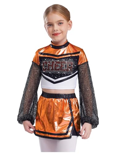 YOOJIA Cheerleaders Kostüm Kinder Mädchen Kostüm Cheerleaders Mädchen Pompon Uniform Cosplay Party Karneval Halloween Schule Uniform Kleid 110-170 Orange 110-116 YOOJIA Cheerleaders Kostüm Kinder Mädchen Kostüm Cheerleaders Mädchen Pompon Uniform Cosplay Party Karneval Halloween Schule Uniform Kleid 110-170 Orange 110-116 von YOOJIA