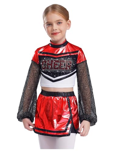 YOOJIA Cheerleaders Kostüm Kinder Mädchen Kostüm Cheerleaders Mädchen Pompon Uniform Cosplay Party Karneval Halloween Schule Uniform Kleid 110-170 Rot 134-140 YOOJIA Cheerleaders Kostüm Kinder Mädchen Kostüm Cheerleaders Mädchen Pompon Uniform Cosplay Party Karneval Halloween Schule Uniform Kleid 110-170 Rot 134-140 von YOOJIA