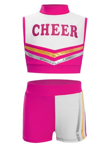 YOOJIA Einheitsgröße Pompom Mädchen Kostüm Cheer leader Top ohne Ärmel mit Shorts Set für Halloween Karneval Maskerade 5-16 Jahre Hot Pink 146-152 YOOJIA Einheitsgröße Pompom Mädchen Kostüm Cheer leader Top ohne Ärmel mit Shorts Set für Halloween Karneval Maskerade 5-16 Jahre Hot Pink 146-152 von YOOJIA