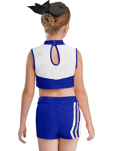 YOOJIA Einheitsgröße Pompom Mädchen Kostüm Cheer leader Top ohne Ärmel mit Shorts Set für Halloween Karneval Maskerade 5-16 Jahre Königsblau 170 YOOJIA Einheitsgröße Pompom Mädchen Kostüm Cheer leader Top ohne Ärmel mit Shorts Set für Halloween Karneval Maskerade 5-16 Jahre Königsblau 170 von YOOJIA