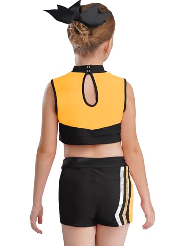 YOOJIA Einheitsgröße Pompom Mädchen Kostüm Cheer leader Top ohne Ärmel mit Shorts Set für Halloween Karneval Maskerade 5-16 Jahre Schwarz 122-128 YOOJIA Einheitsgröße Pompom Mädchen Kostüm Cheer leader Top ohne Ärmel mit Shorts Set für Halloween Karneval Maskerade 5-16 Jahre Schwarz 122-128 von YOOJIA