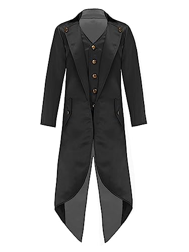 YOOJIA Kinder Jungen Mädchen Prinz Kostüm Smoking Anzug Jacke Frack Fasching Party Cosplay Verkleidung gr. 110-176 Schwarz 122-128 von YOOJIA