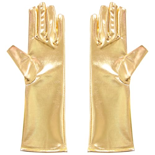 YOOJIA Kinder Mädchen Handschuhe Glänzende Metallische Handschuhe Zubehör für Abendparty Karneval Halloween Gold 3-10 Jahre von YOOJIA