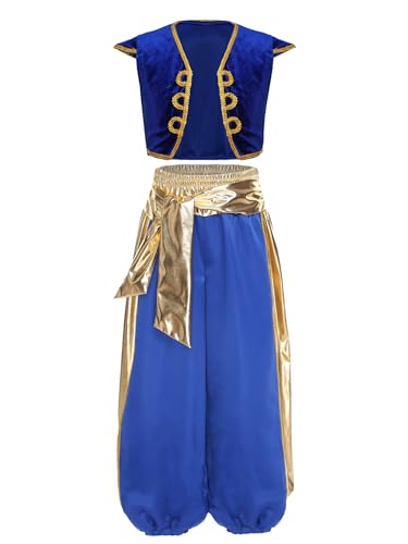 YOOJIA Verkleidung Kinder Jungen Kostüm Sultan Arabisch Set Weste und Hose Kostüm Prinz König Cosplay Karneval Halloween Maskerade 3-16 Jahre Königsblau 122-128 YOOJIA Verkleidung Kinder Jungen Kostüm Sultan Arabisch Set Weste und Hose Kostüm Prinz König Cosplay Karneval Halloween Maskerade 3-16 Jahre Königsblau 122-128 von YOOJIA