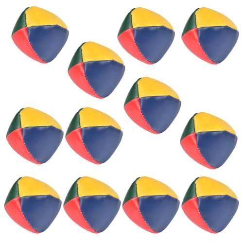 YOPEUC 12 Stück Jonglierbälle Kinder, 5cm Jonglierbälle Set Vierfarbiges Patchwork Jonglierbälle Anfänger Juggling Balls, Spiele Zirkus Clown Farbige Jonglierbälle, Ideal für Kinder& Anfänger von YOPEUC