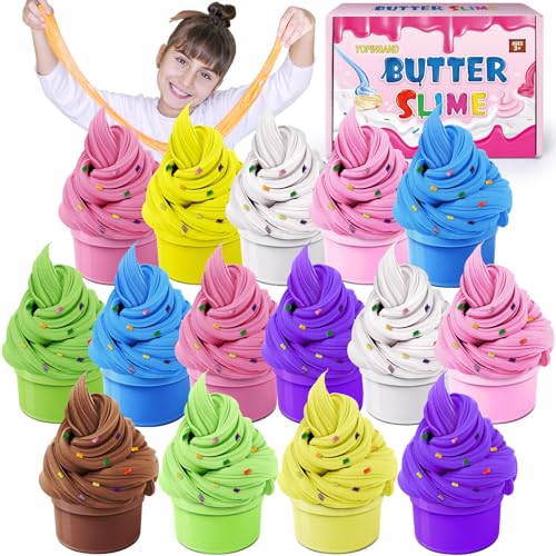 15 Pack Butter Slime Kit für Kinder, Slime Spielzeug für Jungen & Mädchen, duftende DIY Slime Spielzeug für Party Favor, weich und Nicht-klebrig von YOPINSAND