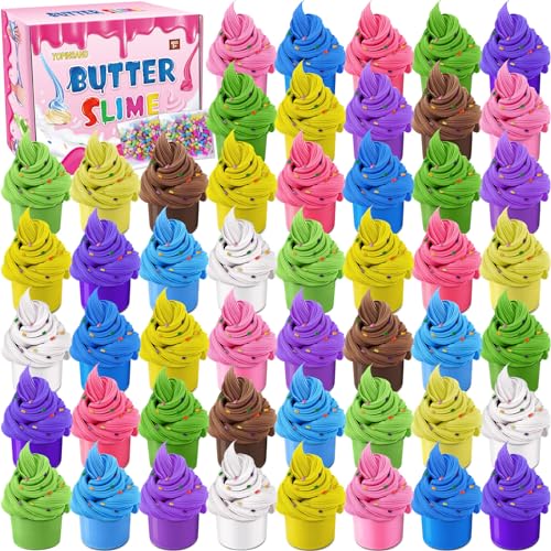 50 Pack Butter Slime Kit für Kinder, Slime Spielzeug für Jungen & Mädchen, duftende DIY Slime Spielzeug für Party Favor, weich und Nicht-klebrig von YOPINSAND