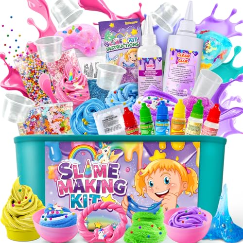 DIY Slime Kit, Slime Making Kit für Mädchen 10-12, Butter Schleim, Schaum Schleim, Wolke Schleim mit Add-ins, Schaumstoffkugeln, Charms, Slime Party Favors Geschenk Spielzeug für Kinder von YOPINSAND