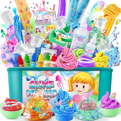 DIY Slime Kit, Slime Making Kit für Mädchen 10-12, Butter Schleim, Schaum Schleim, Wolke Schleim mit Add-ins, Schaumstoffkugeln, Charms, Slime Party Favors Geschenk Spielzeug für Kinder von YOPINSAND